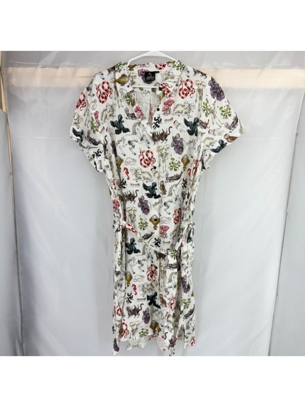 Pretty Snake Women 3XL Freak of Nature Shirt Dress 100% Linen Animal Skeleton - Picture 2 of 9